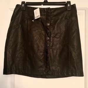 Free People button leather skirt